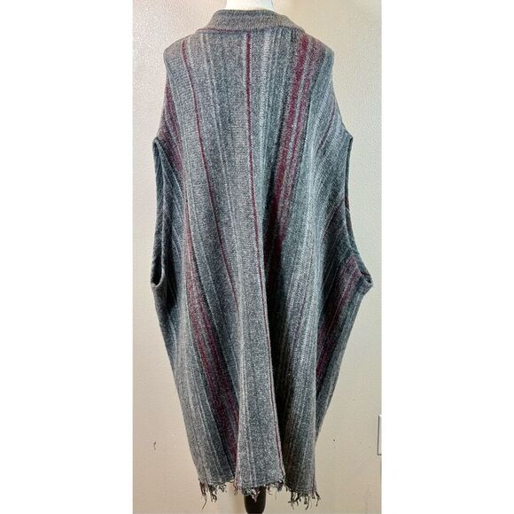 Free People Wool Women’s XS/S Cardigan Striped Blanket Poncho With Fringe & Pock - Picture 6 of 11